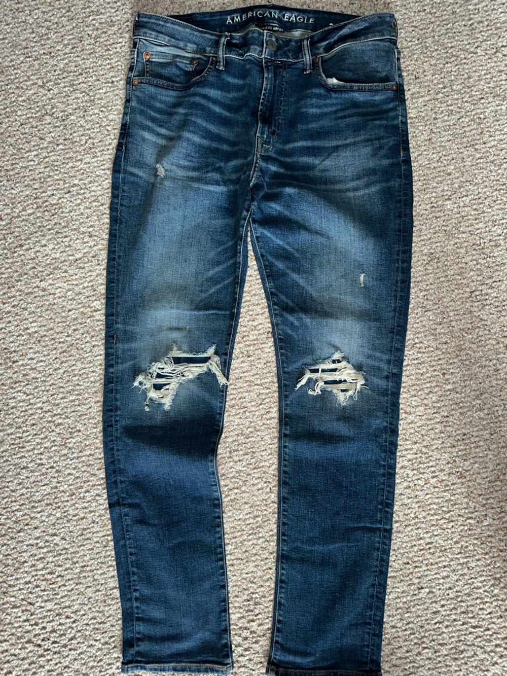 American Eagle Outfitters Dark Blue Distressed Slim Jeans